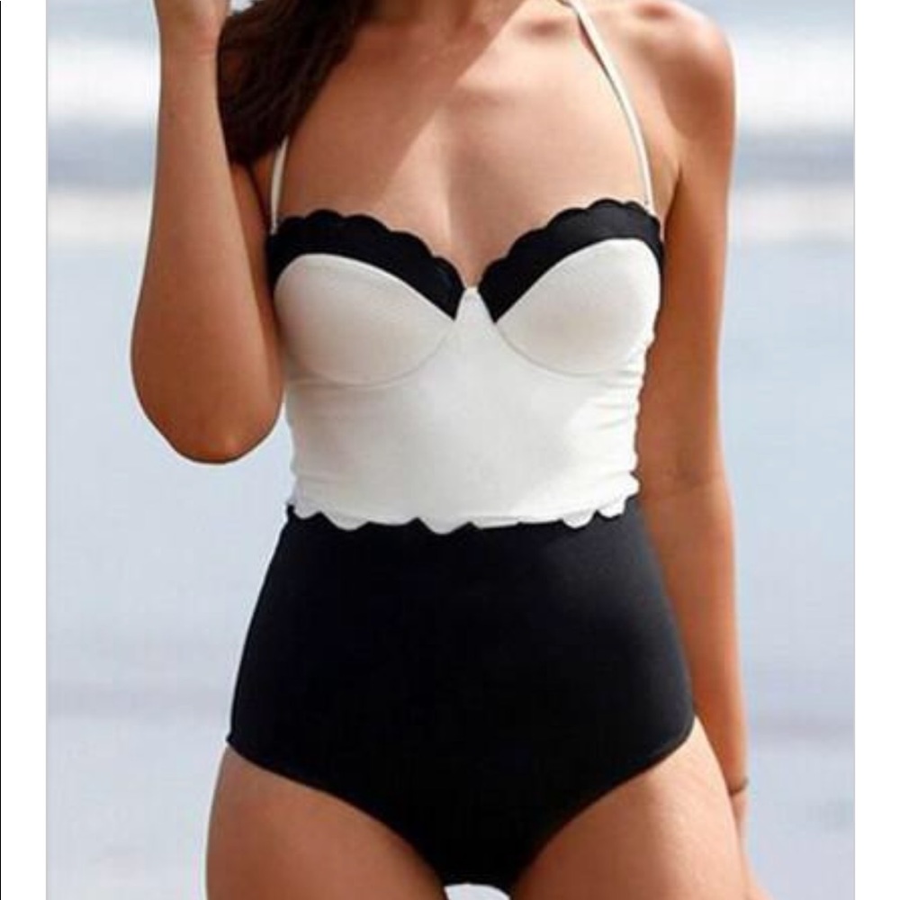 Black and white bathing suit